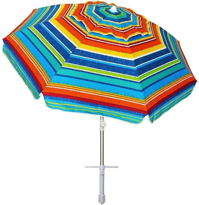 AMMSUN Beach Umbrellas for Sand Heavy Duty Wind Portable, 6.5ft
Sand Anchor, UV 50+ Protection, Includes Carry Bag, Push Button Tilt, Lightweight, Easy Setup