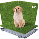 Dog Grass Pad with Tray: Reusable Training Pad with 2-Pack Replaceable Artificial Grass - Quick Absorbent Indoor Portable Dog Patio Potty, Washable Pee Pad for Small Medium to Large Dog, 22"x18" Grey