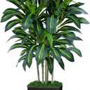 5FT Artificial Dracaena Tree - High-Density Foliage Fake Plant with Black Tall Planter - Faux Yucca Floor Plant for Home Office Decor Indoor