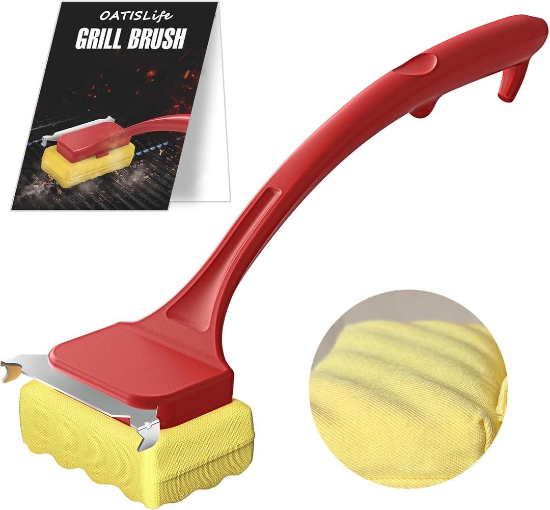 Grill Brush for Outdoor Grill, Bristle Free Grill Brush BBQ Grill Brush with Scraper, Steam Grill Cleaning Brush & Grill Cleaning Kit, BBQ Brush for Gas Charcoal Smoker Griddle, Gifts for Men Dad