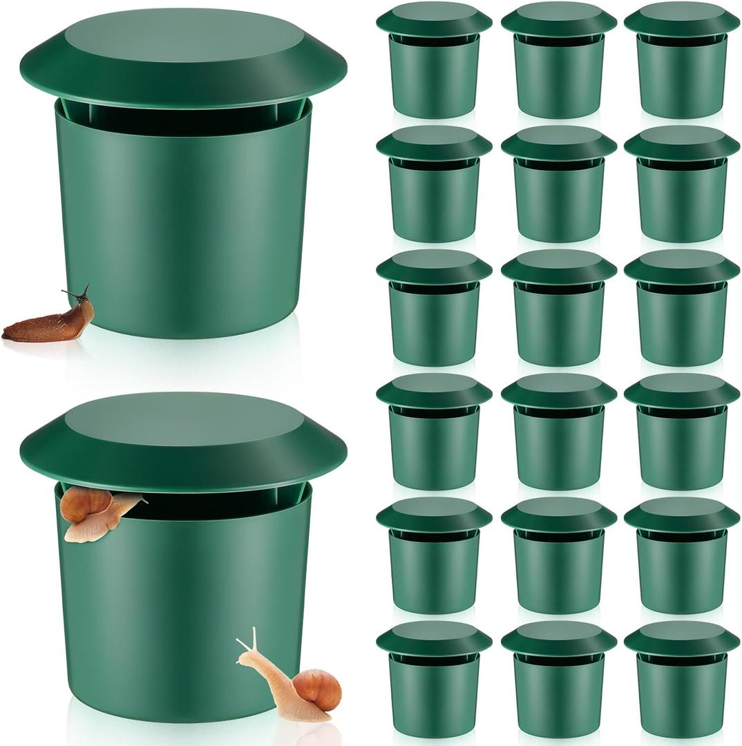 Qualirey 20 Pcs Beer Trap for Snails and Slugs, Reusable Plastic Snail Catcher Container (Beer Not Included), Physical Trap for Garden (Green)