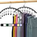 HOUSE DAY Legging Organizer for Closet, Metal Yoga Pants Hanger 2 Pack w/10 Clips Holds 20 Leggings, Space Saving Hanger Closet Organizers and Storage, Clips Hanger for Pants, Skirts, Hats, Black