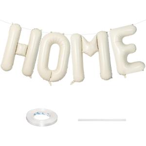 40 Inch Beige HOME Balloon for Housewarming Party Decorations, Large Cream New Home Welcome Balloon Letter Banner, Ivory White Sand Balloons Sign for Sweet House Warming Homecoming Party Decor