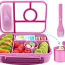 4 x Lunch Box Kids,Bento Box Adult,Lunch Containers for Adults/Kids/Toddler,5 Compartments Bento Lunch Box with Sauce Vontainers,Microwave & Dishwasher & Freezer Safe(Purple)