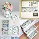 3 x Erfoni Green Leaf Peel and Stick Wallpaper Floral Contact Paper 17.7inch x 118.1inch Vintage Flower Tropical Self Adhesive Removable Wall Paper Bathroom Kitchen Cabinets