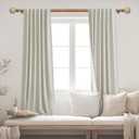 Wood Curtain Rods for Windows: 1 Inch Diameter Adjustable Heavy Duty Curtain Rod 48" to 86" with Imitation Wood Grain Leaf Pattern Finials