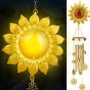 JYPS Solar Wind Chimes with Sunflower LED Lights, 42-Inch Large Waterproof Outdoor Garden Decor for Patio Yard, Unique Gifts for Women Mom Grandma, Mother's Day Christmas Birthday Easy-Install Design