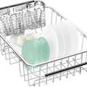 Large Dish Drainer Rack in Sink Adjustable, Expandable 304 Stainless Steel Metal Dish Drying Rack Organizer with Stainless Steel Utensil Holder Over Inside Sink Counter, Rustproof (Medium - 14.96×11.02×5.35 Inches)