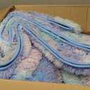 Litanika 8x10 Shag Area Rug for Bedroom, Tie-Dyed Blue Rainbow Plush Rug