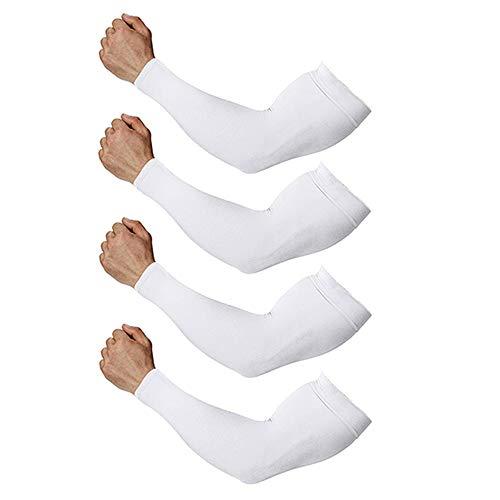 Feeke Arm Sleeves for Men and Women, Sleeve to Cover Arms for Men and Women, UV Protection Cooling 2 Pairs Anti-Slip Compression Sun Sleeves for Cycling Outdoor Sports White