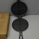 Cast Iron Waffle Maker for Stovetop or Camping Grill Two Piece Hinged Non Electric Waffle Iron Makes 7" Round Waffles