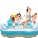 EVAJOY Inflatable Swimming Pool, Inflatable Pool for Kids, Adults, Family-Sized Above Ground Swimming Pool with 4 Seats, 4 Backrests, Cup Holders, for Backyard, Garden, Outdoors, 200 gal