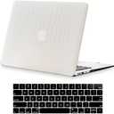 KEROM Compatible for Crocodile MacBook Pro 13 inch Case 2024-2016 M2 M1 A2338 A2289 A2251 A2159 A1989 A1706 A1708, Crocodile Skin Alligator Skin PU Leather Hard Shell Case & Keyboard Cover, White (# White Crocodile)