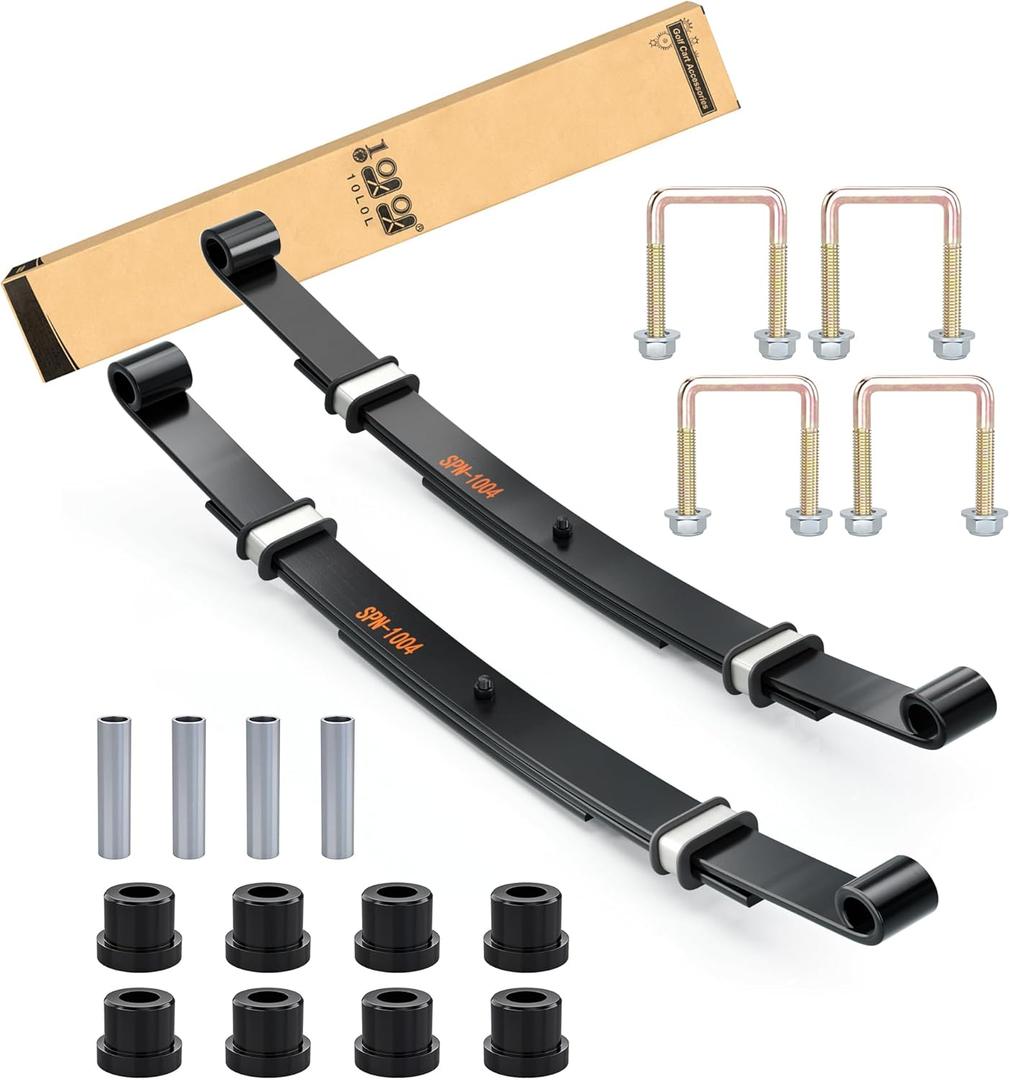 10L0L Golf Cart Heavy Duty Rear 3-Leaf Spring Kit for EZGO TXT Medalist 1995-2013 & MPT 800, HD Leaf Spring with Bushings Sleeves U Bolts, Replace OEM 70247-G01 70474G01 70505G01 603109