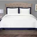 Hotel Luxury 3pc Dual Tone Duvet Cover Set-850 Thread Count 100% Organic Cotton Premium Bedding Collection King Size 104 x 92 Inches Machine Washable (White & Navy Blue)