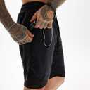 JWJ Men's 2 in 1 Workout Running Shorts 7 Inch Lightweight Athletic Gym Shorts with Compression Liner (L)