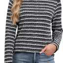 Blooming Jelly Womens Tops Striped Shimmer Long Sleeve Shirts Tweed T Shirt Dressy Casual Business 2026 Spring (XL)