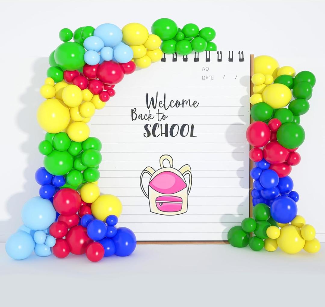 Assorted Rainbow Latex Balloons, 139 Pack 12&10&5 inch Round Bright Color Balloons for Back to School Ceremy Birthday Baby Shower Wedding Party Decorations