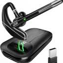 Bluetooth Headset V5.3, Wireless Earpiece with 1000mAh Charging Case, 96H Talktime, Hands Free Noise Canceling Headphones with Dual-Mic for Computer Cell Phones Trucker Home Office Work (Black)