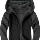 SECOOD Kids Hoodie Fleece Jacket Warm Sherpa Lined Zip Up Hooded Sweatshirt Soft Winter Coat Boys Girls School Outerwear (10-11 Years, C Black Thunderstorm)