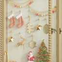 Love-KANKEI Shadow Box Frame 13x16, Deep Large Shadow Box Display Case with Unique Beads Door and Glass Window, Wood Memory Box for Pictures,Medals,Memorabilia,Collections Natural