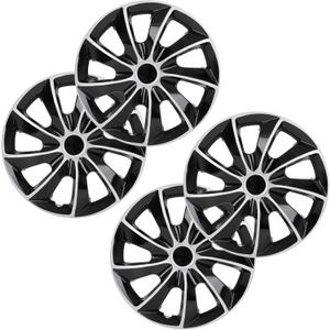OCPTY Car Wheel Rim Skin Cover Hub Caps Hubcap Wheel Cover Black & Silver Replacements for OEM Steel Wheels, High Grade ABS with Retention Ring 4 Pack 16 inch