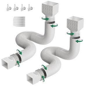 2 Pack Rain Gutter Downspout Extensions, Upgraded Flexible Drain Downspout Extender, Rainwater Drainage Diverter with Mini Connector, Extendable from 20 to 127 Inches