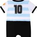 Baby Soccer Bodysuit - Short Sleeve Romper Outfit for Newborn & Toddler 12 M