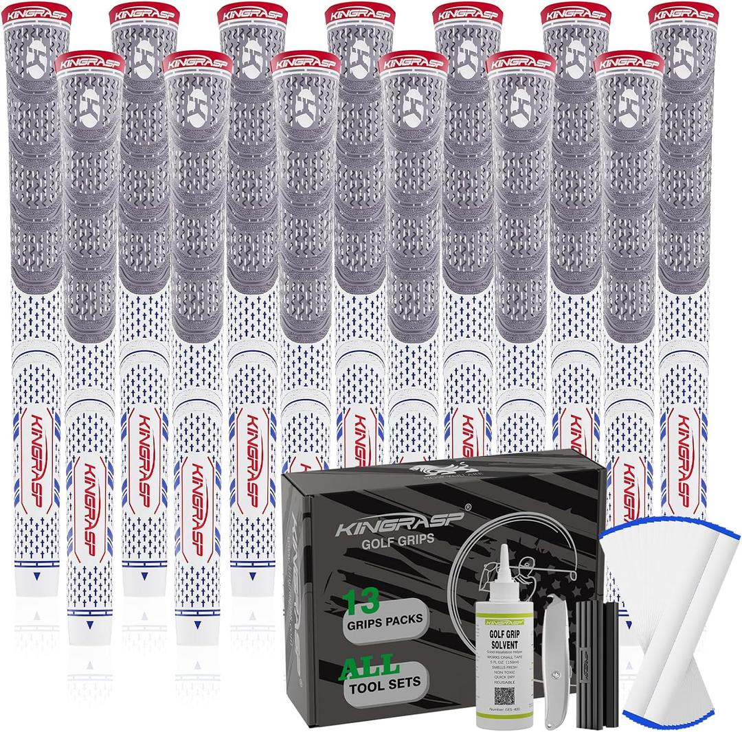Premium Rubber Golf Grips 13 Pack, Anti-SlipSuper Stability,Cord Rubber, Golf Club Grips,Standard/MidSize/Oversize,13 Grips with All Kits