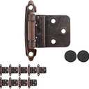 JQK 3/8 Inch Inset Cabinet Door Hinges Oil Rubbed Bronze, 30 Pack 15 Pairs Flush Face Mount Cupboard Kitchen Hinges Only Work for Step Cabinet Door with Door Bumper, CH201-ORB-P30