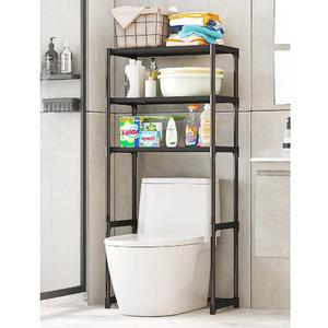 3-Tier Over The Toilet Rack, Metal Bathroom Shelves, Over The Toilet Storage, Freestanding Above Toilet Shelf for Bathroom, Laundry, Balcony, Space Saver, Black