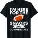 Snacks and Commercials Funny Football Bowl Gift T-Shirt, 3XL, Black