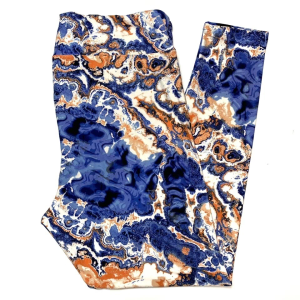 TC LuLaRoe Leggings BLUE & ORANGE MARBLE SWIRL TIE DYE; SIZES 12-18 Tall & Curvy, 2 Pack