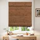 LazBlinds Cordless Blackout Bamboo Roman Shades, Room Darkening Blinds for Interior Windows, Thermal Insulated Roll Up Bamboo Blinds for Home & Patio, 30" W x 64" H, Penang Teak