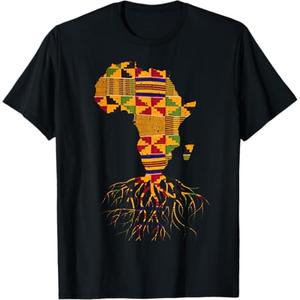 Cool Africa Map Shirt Traditional Kente Cloth African Roots TShirt, 2 Pieces, Size S and XL (Black) 