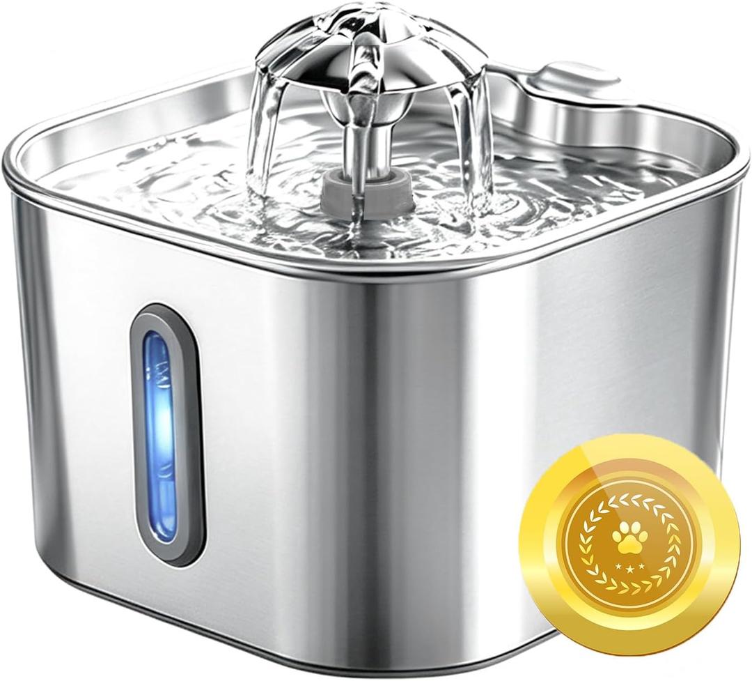Wonder Creature Cat Water Fountain Stainless Steel, 74oz/2.2L Ultra-Quiet Cat Drinking Fountain, Easy to Clean, Indoor Water Dountain for Cats, Kittens, Small Dogs