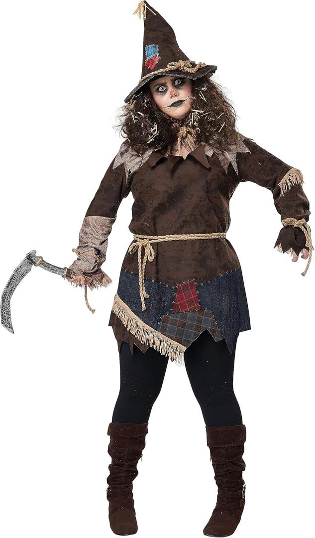 Women's Plus Size Creepy Scarecrow Costume (3X, Brown)