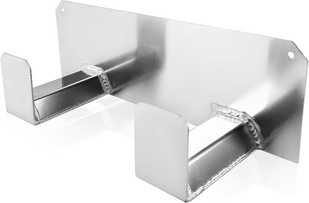 Suspended Aluminum Storage Rack Double Utility Hook Dual Helmet Holder Suitable for Enclosed Race Trailer Garage Shop Hanger Motorcycle ATV Bike Snowmobile Helmets Silver