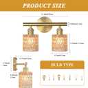 Bathroom Vanity Light, Gold Wall Fixture Over Mirror, Amber Glass Shade Lighting with Bulbs Included for Bedroom & Living Room, 2-Lights