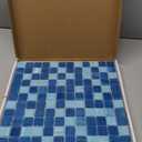 LSDECO 5 Sheets Glass Mosaic Tiles Backsplash, Pool Tiles, 12" x 12" Kitchen Backsplash Tile, Glass Tiles for Bathroom Border Shower Wall (5 Sq.Ft Azure) (5 Sheets (5 Sqft), Azure)