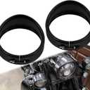 Motorcycle 4.5'' Auxiliary Fog Light Trim Ring Cover 4 1/2" LED Passing Lamp Trim Rings Visor Style Fit for Harley Touring Electra Glide Road King (Matte Black)