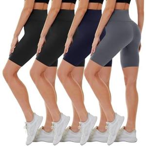 CAMPSNAIL 2 Pack Biker Shorts for Women High Waist - 5"/8" Tummy Control Soft Athletic Yoga Workout Running Gym Shorts, Black and Grey, XL
