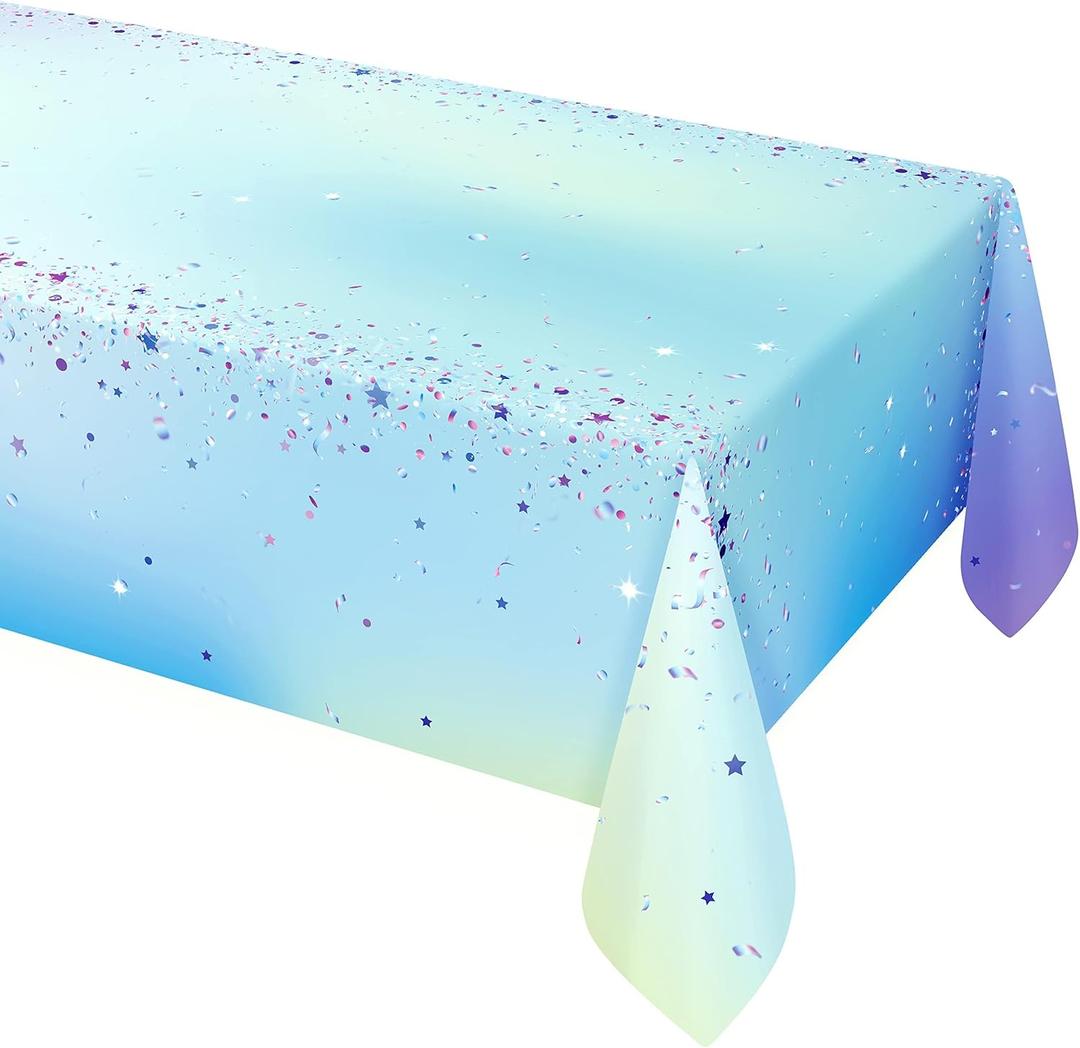 Cheerland Fabric Tablecloth Iridescent Party Decorations Confetti Table Cover for Birthday Party Decorations Iridescent Party Supplies Wedding Table Decorations