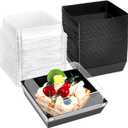 Kucoele 50 Pack Small Charcuterie Boxes with Clear Lids, To Go Paper Dessert Boxes Bakery Boxes, 5 Inches Disposable Food Containers for Cookies, Cupcakes, Slice Cakes, Strawberries (Black)