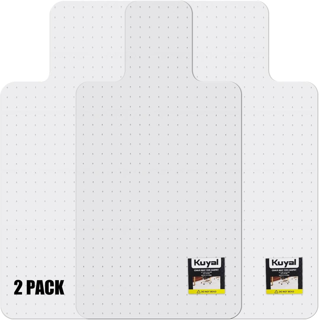 Kuyal Office Chair Mat for Carpet, 2 Pack Heavy Duty Computer Chair Mat
36''x48"with Lip , Under Desk Protector Carpeted Clear Floors Mat, Easy Chair Movement,Ship Flat