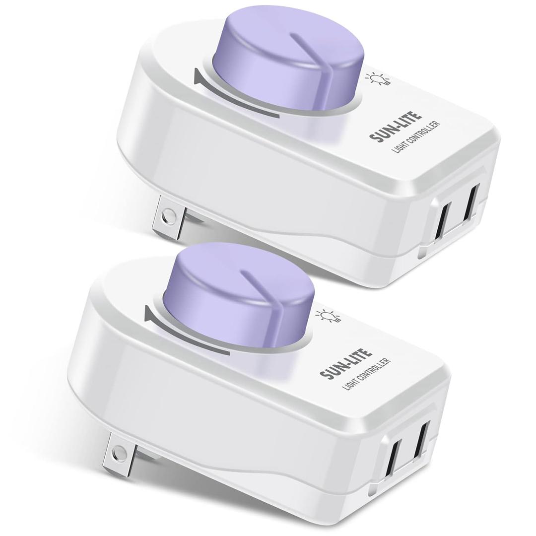 Soldering Iron Temperature Control,Electric FanFactory Electric Fan,Ventilation Fan,Power Controller,Desk Lamp,Dimming LED Light,UL Listed Plug in Dimmer Switch2-Plug120VAC,White,Pack of 2