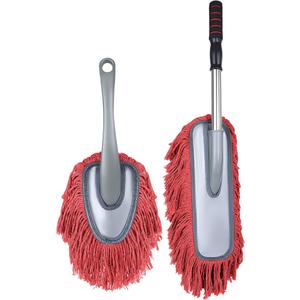 IPELY 2 Pack Large Car Duster Exterior Scratch Free with Extendable Handle and Car Duster Interior, Wax Cotton Hair Dusters (Red)