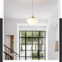 Schoolhouse Light Fixture, 12 Inch Black Finish with Milk Glass Semi Flush Mount Ceiling Light, Ceiling Light Fixture for Kitchen Hallway Entryway (Type C Pendant Light)