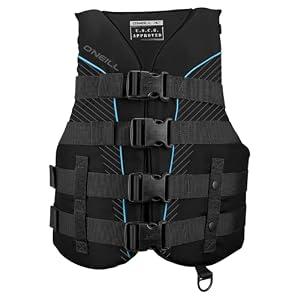 O’Neill Women’s SuperLite USCG Approved Life Vest – Lightweight Women’s Life Jacket for Boating, Wakeboarding, Waterskiing & Your Favorite Water Activities, Black/ Black/ Black:Turquoise, Large