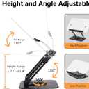 ASIEIT Book Stand for Reading, Acrylic Adjustable Book Holder with 360 Rotating Bases & Elastic Page Clips, Foldable Multifunctional Display Stand for Bible, Laptop, Recipe, Tablets, Textbook